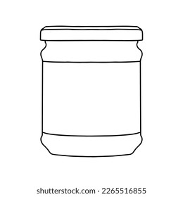 Jar con tapa y etiqueta. Esbozo vector de simulación realista.