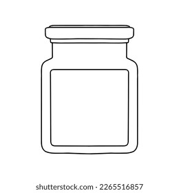 Jar con tapa y etiqueta. Esbozo vector de simulación realista.