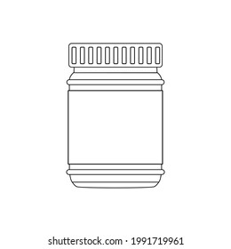 A jar with a lid on a white background in the outline style. Icon. Vector illustration.