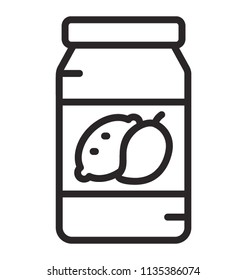 
A jar like bottle with mango image depicting jam bottle 

