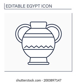 Jar line icon. Amphora with two handles. Ancient Egyptian jar for vine. Egypt concept. Isolated vector illustration. Editable stroke