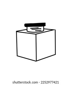 Jar linear doodle, hand drawing sketch isolated on white background. Kitchen tools collection
