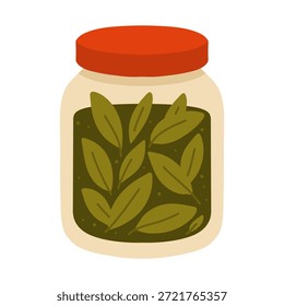 Tarro de té de hojas sueltas con tapa. Para empaques de té, etiquetas, menús de cafetería, promociones de comestibles, tarjetas de recetas, blogs de alimentos.