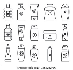 Jar lotion products cosmetic icon set. Outline set of jar lotion products cosmetic vector icons for web design isolated on white background