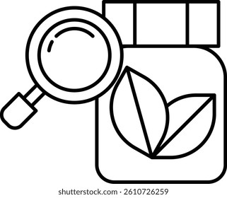 A jar with a magnifying glass on it