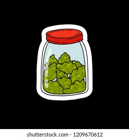 Download Jar Marijuana Buds Doodle Icon Stock Vector Royalty Free 1209670612 Yellowimages Mockups