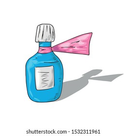 Jar medical of medicine icon. Vector illustration of a jar for liquid. Hand drawn jar with a blank tag. Medical bottle.