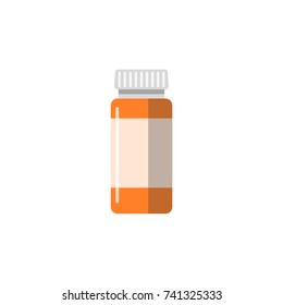 Jar of medical tablet. Jar with medicine. Medical icon in flat style. Vector Illustration.