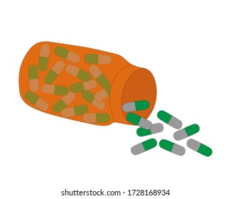 
Jar with medications drugs pills and capsules vector illustration