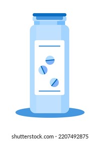 A jar with medicine pills and pills. Medical kit concepts. Can be used for web and mobile devices Vector illustration of a color element