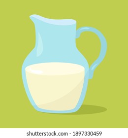 Jar of milk, illustration, vector on a white background.