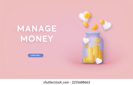 Jar with money. Characters investing money in education and knowledge. Personal finance management and financial literacy concept.