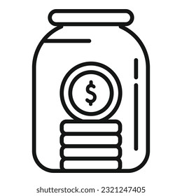 Jar money compensation icon outline vector. Work benefit. Fund reward