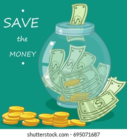 jar with money, Save money, vector illustration