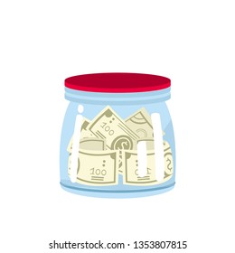 jar with money, vector illustration