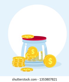jar with money, vector illustration