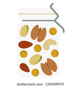 Jar of nuts flat illustration on white