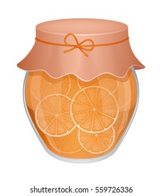  Jar of orange jam. Vector illustration, 