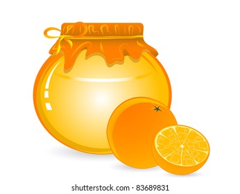 Jar of orange jam - vector illustration
