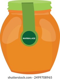 Tarro de mermelada de naranja, icono plano de Vector de dulces orgánicos.