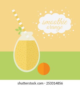 Jar with orange smoothie on a table. Vector illustration