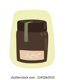 Jar of organic cosmetics. Illustration Natural cream, serum, oil, scrub.

