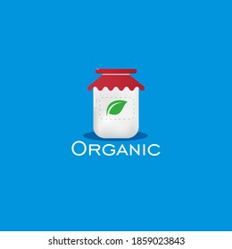 Jar for organic food.logo business, flat, beauty