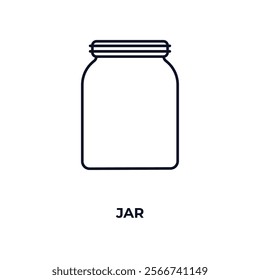 jar outline icon. Linear vector from kitchen concept. Thin line jar icon isolated on white background