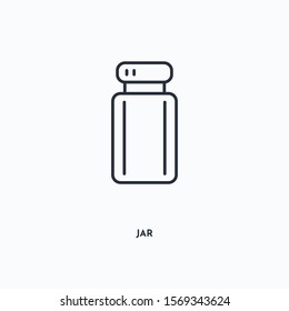 Jar outline icon. Simple linear element illustration. Isolated line Jar icon on white background. Thin stroke sign can be used for web, mobile and UI.