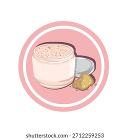 Jar packaging. Body scrub cosmetics vector illustration.