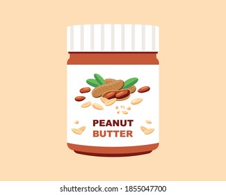 A jar of peanut butter. flat vector illustration