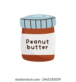 Frasco de mantequilla de maní. Ilustración vectorial plana aislada sobre fondo blanco.