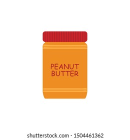 Jar of peanut butter isolated on white background. Vector illustration in freehand drawn style.