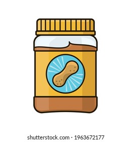 Jar of peanut butter isolated vector illustration for Peanut Day on September 13. Spread symbol.