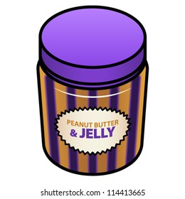 A jar of peanut butter and jelly.