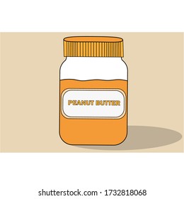 Jar of peanut butter. Peanut butter on the background