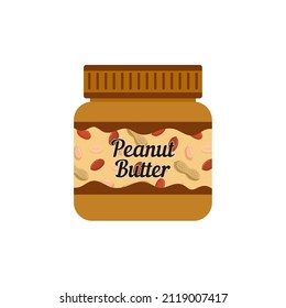 A jar of peanut paste in a flat style on a white background. Vector illustration