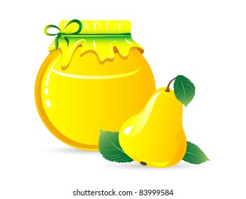 Jar of pear jam - vector illustration