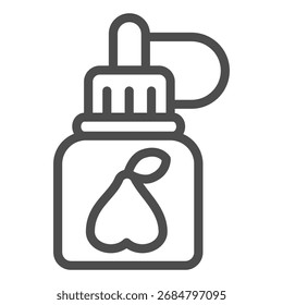 Tarro con icono de línea de pera, concepto de vapeo. Gráficos de Vector. Signo de relleno líquido sobre fondo blanco, icono de estilo de contorno para móvil o Diseño web
