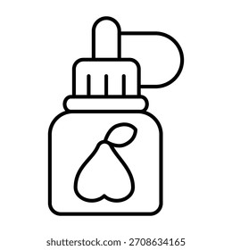 Glas mit Birne dünne Linie Symbol, Dämpfungskonzept. Vektorgrafiken. Flüssigkeitsfüllzeichen auf weißem Hintergrund, Umrissstil-Symbol für Mobil- oder Webdesign