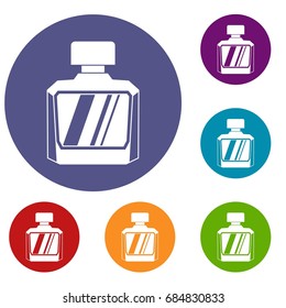 Jar of perfume icons set