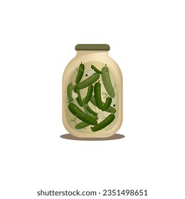 jar with pickles.vegetable vector illustration