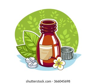 Jar with pill. Eps8 vector illustration. Isolated on white background