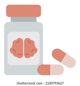 jar pills for brain flat clipart vector illustration