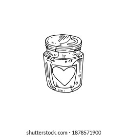 Jar de pastillas, boceto cardíaco ilustración vectorial