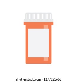  Jar of pills,  red coral color vector eps10
Pill bottle icon on white background. Pill bottle for capsules. Medical container. Flat style vector illustration.