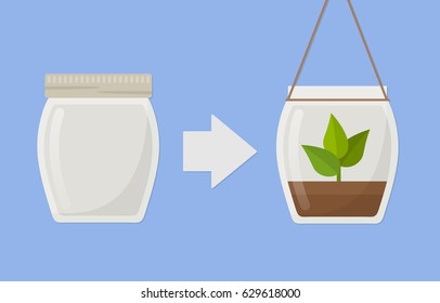jar plant DIY Do it yourself handcraft flat design vector graphic
