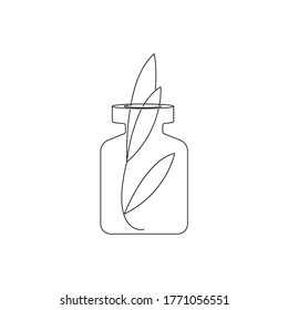 Jar with a plant inside. Vector icon, flat minimal design, line, eps 10.