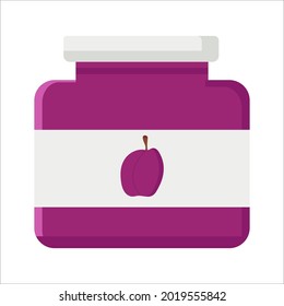 A jar of plum jam on a white background for use in web design or clipart