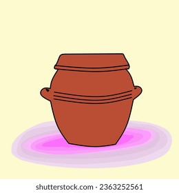 Jar und Topf von Onggi. Onggi ist koreanisches Erdgeschirr, das in großem Umfang als Geschirr verwendet wird, sowie Lagerbehälter in Korea. Vektorgrafik-Set.